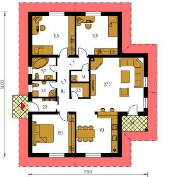Floor plan of ground floor - BUNGALOW 102